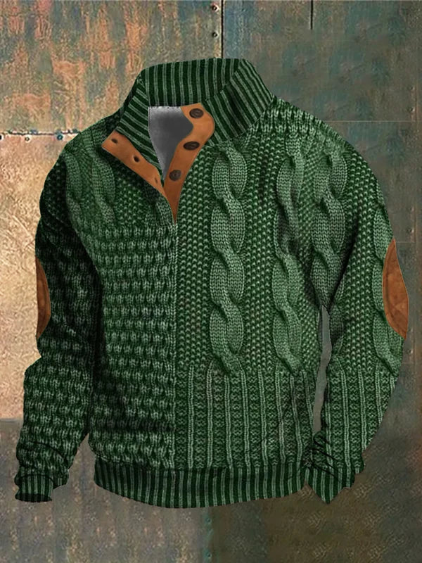 Emmett | Men's Cable Pattern Stand Collar Sweater