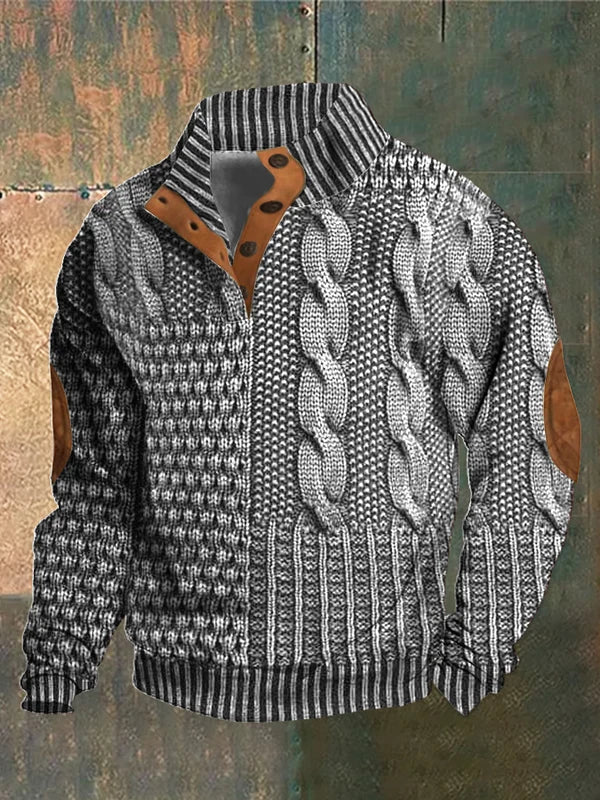 Emmett | Men's Cable Pattern Stand Collar Sweater