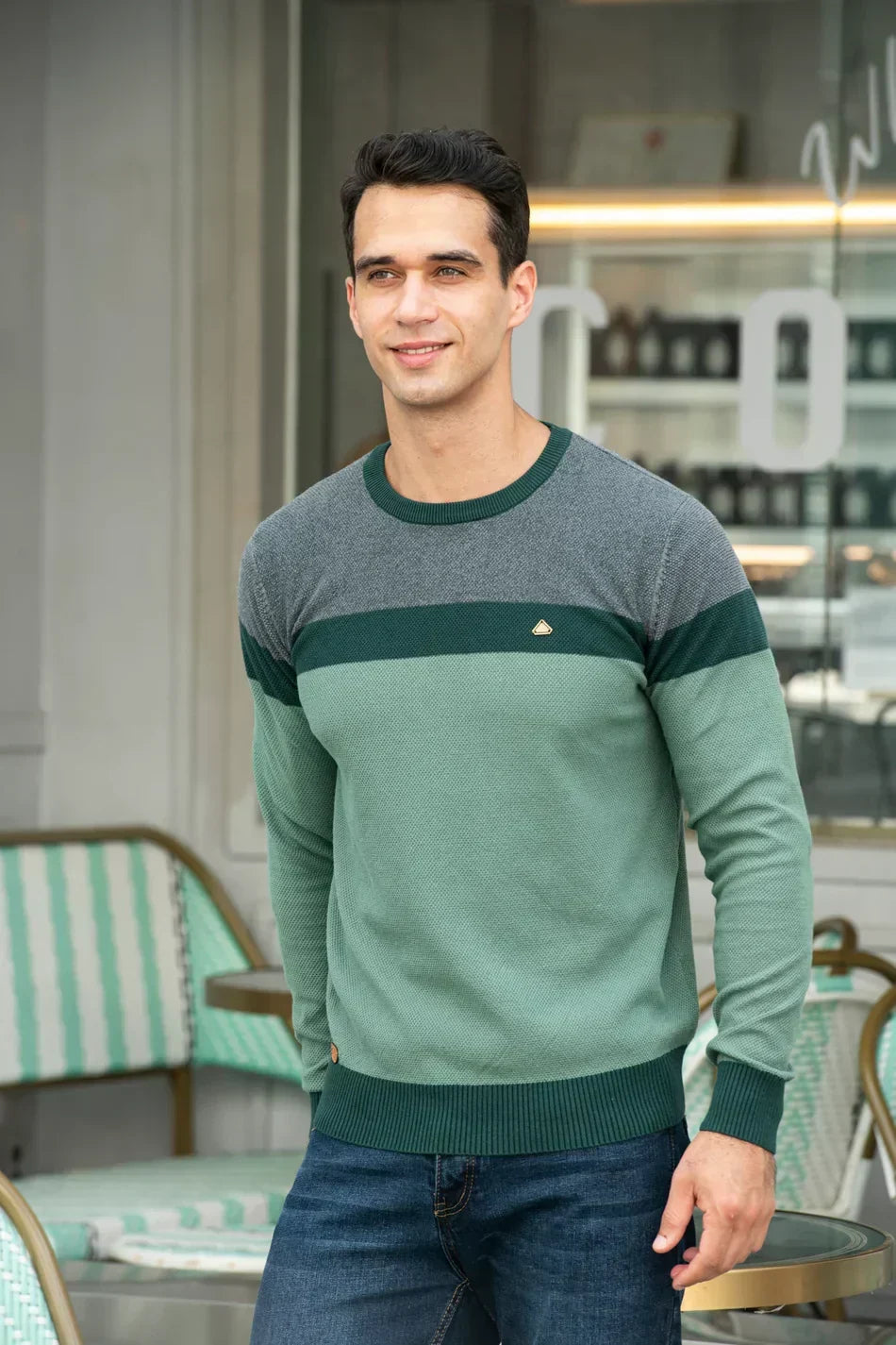 Everett | Herren-Strickpullover aus Baumwolle im Colorblock-Design