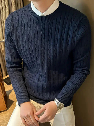 Fabien | Herren-Pullover mit Zopfmuster und Rundhalsausschnitt