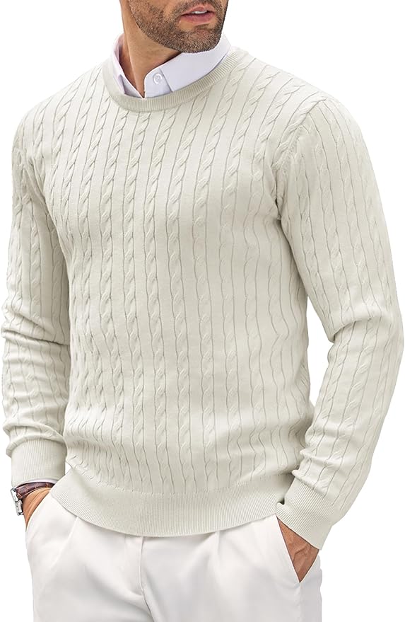 Fabien | Herren-Pullover mit Zopfmuster und Rundhalsausschnitt