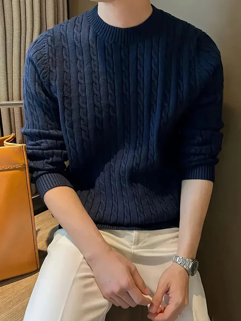 Fabien | Herren-Pullover mit Zopfmuster und Rundhalsausschnitt