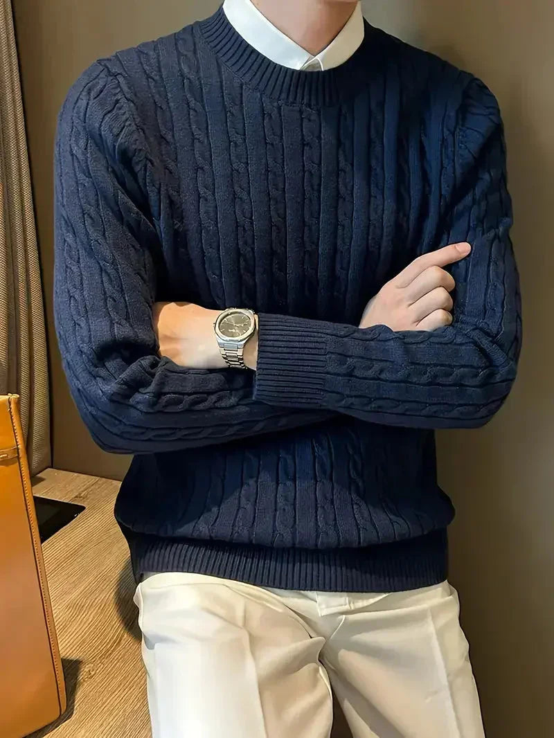 Fabien | Herren-Pullover mit Zopfmuster und Rundhalsausschnitt