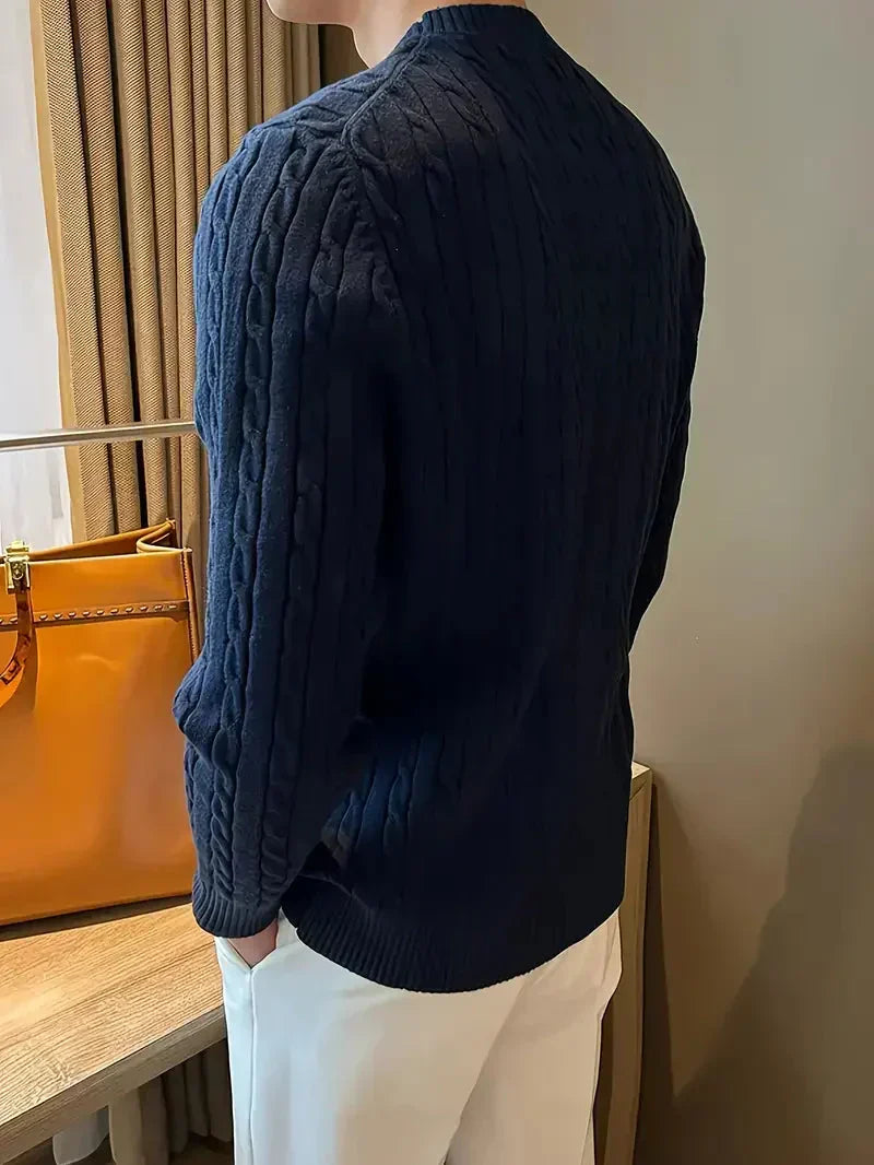 Fabien | Herren-Pullover mit Zopfmuster und Rundhalsausschnitt