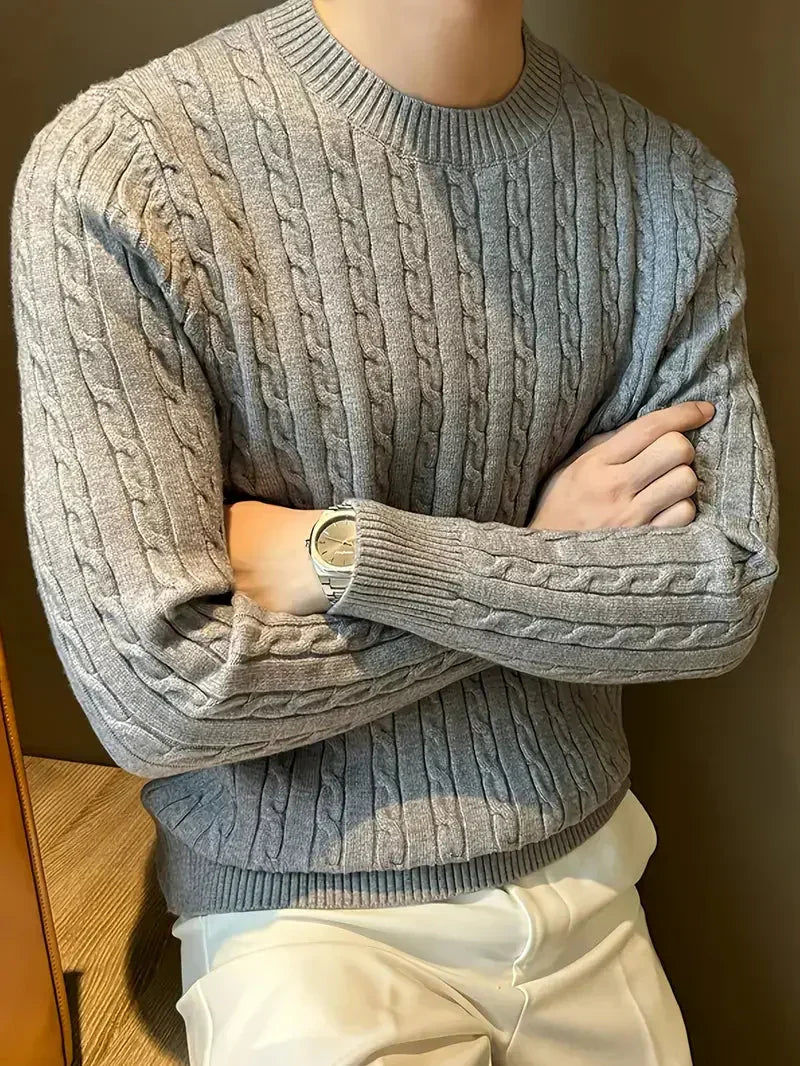 Fabien | Herren-Pullover mit Zopfmuster und Rundhalsausschnitt