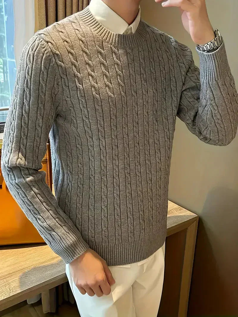 Fabien | Herren-Pullover mit Zopfmuster und Rundhalsausschnitt