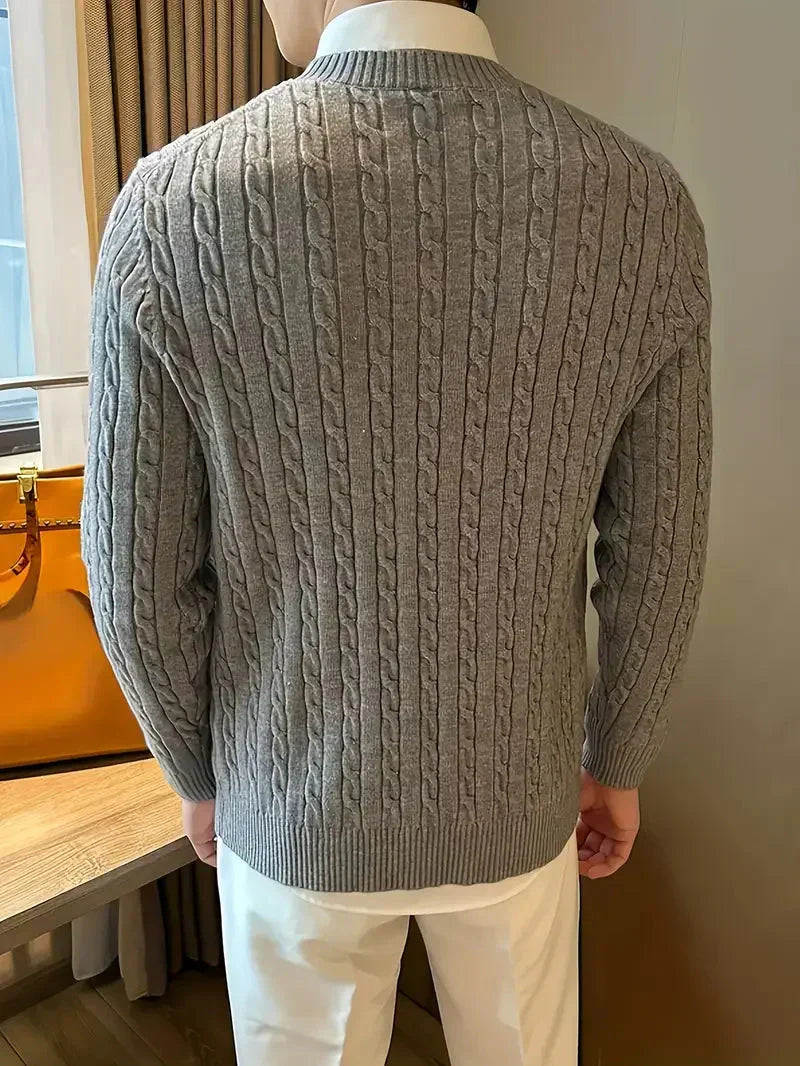 Fabien | Herren-Pullover mit Zopfmuster und Rundhalsausschnitt