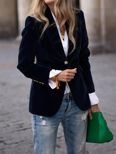 Farrah | Damen-Samt blazer mit einem Knopf