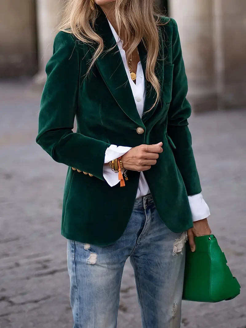 Farrah | Damen-Samt blazer mit einem Knopf