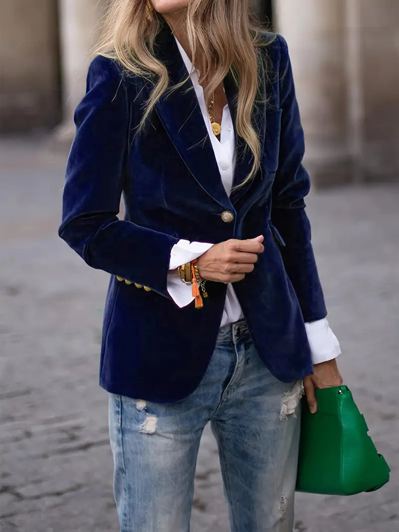 Farrah | Damen-Samt blazer mit einem Knopf