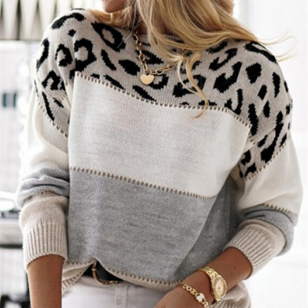Felicity | Damenpullover im Leoparden-Colorblock-Design