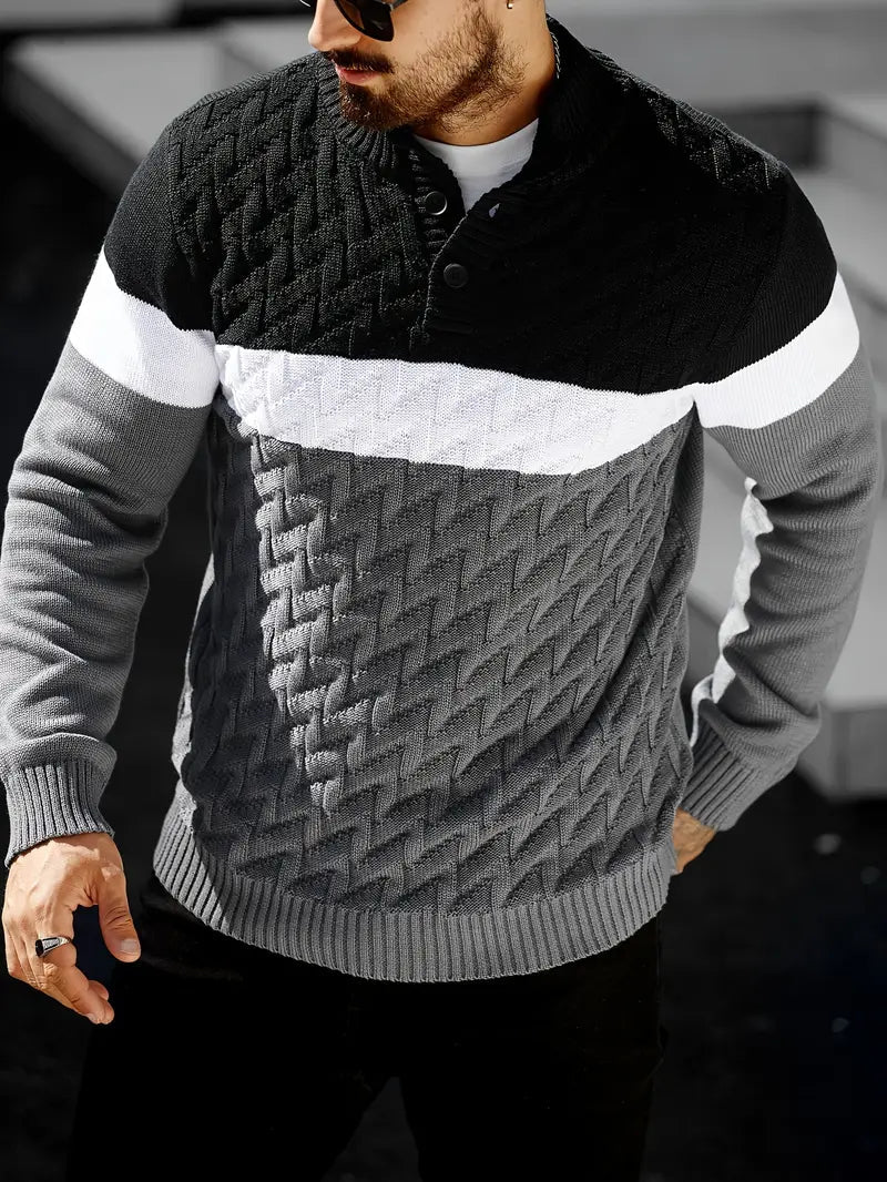 Ferdinand | Men's Color Block Henley Sweater
