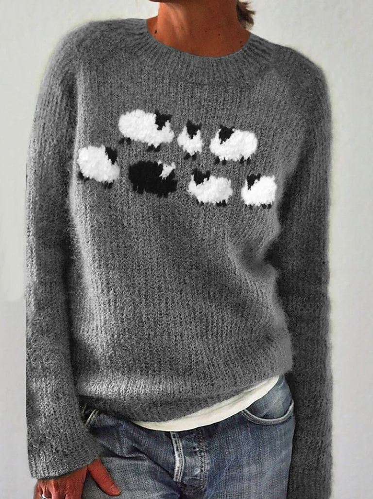 Fern | Women's Sheep Pattern Knit Sweater
