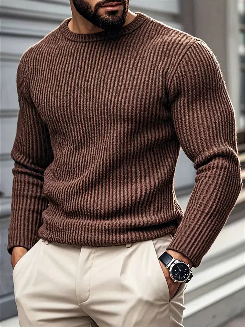 Finlay | Gerippter Herren-Strickpullover mit Rundhalsausschnitt