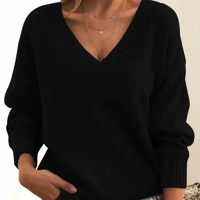 Fiona | Damen-Strickpullover mit V-Ausschnitt