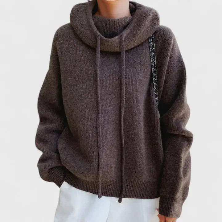Flora | Women's Drawstring Hooded Knit Sweater