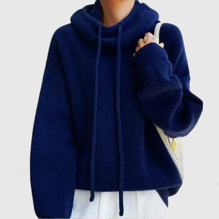 Flora | Women's Drawstring Hooded Knit Sweater