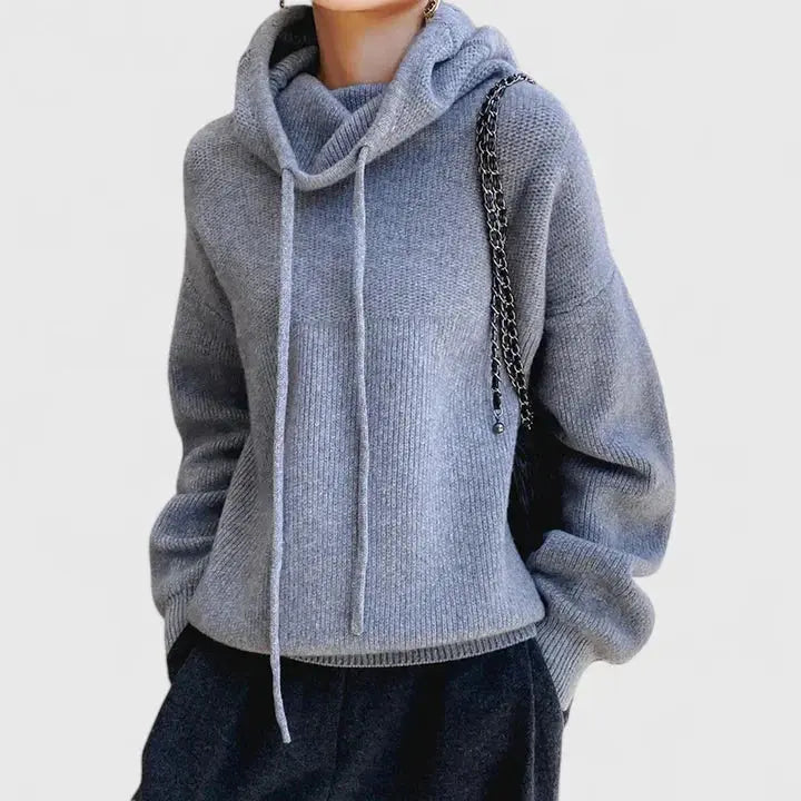 Flora | Women's Drawstring Hooded Knit Sweater