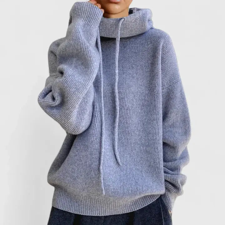 Flora | Women's Drawstring Hooded Knit Sweater