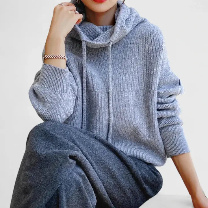 Flora | Women's Drawstring Hooded Knit Sweater