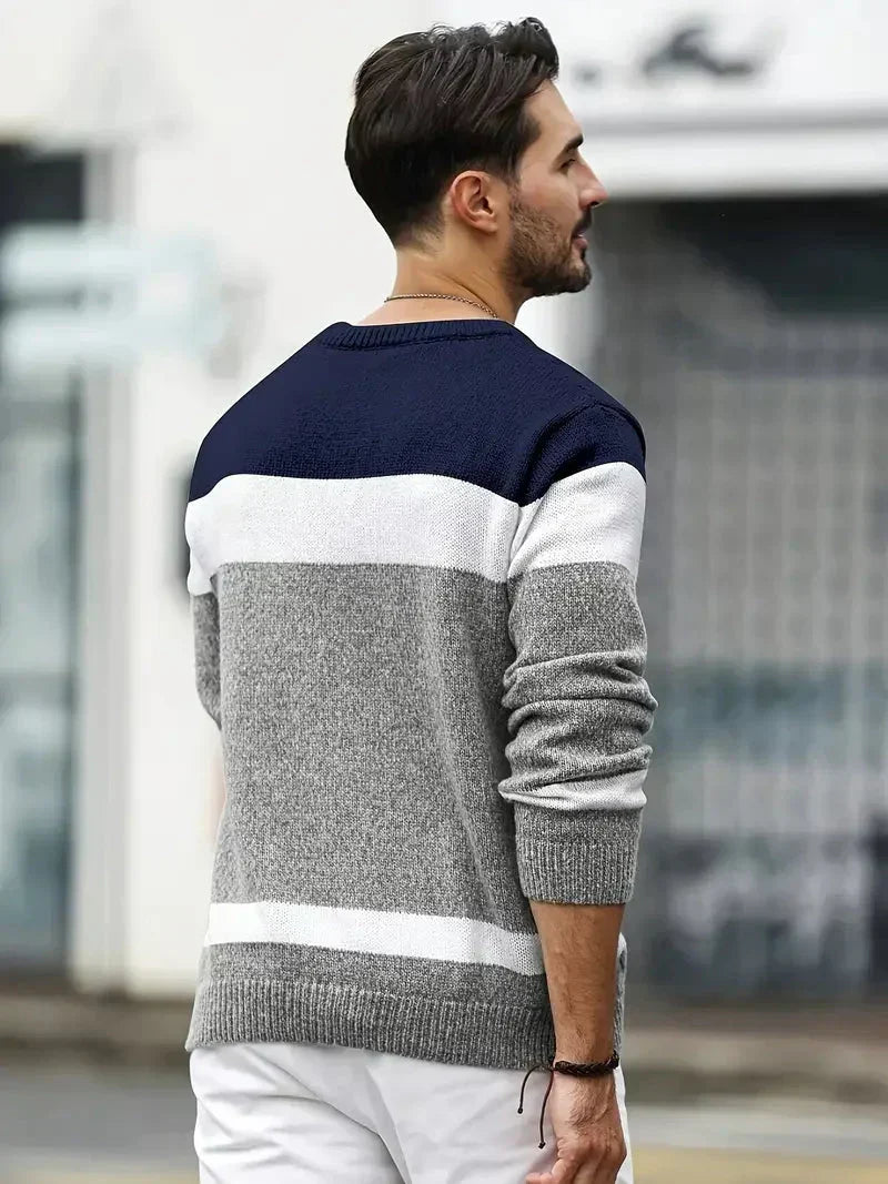 Florian | Herren Colorblock-Pullover mit Zopfmuster