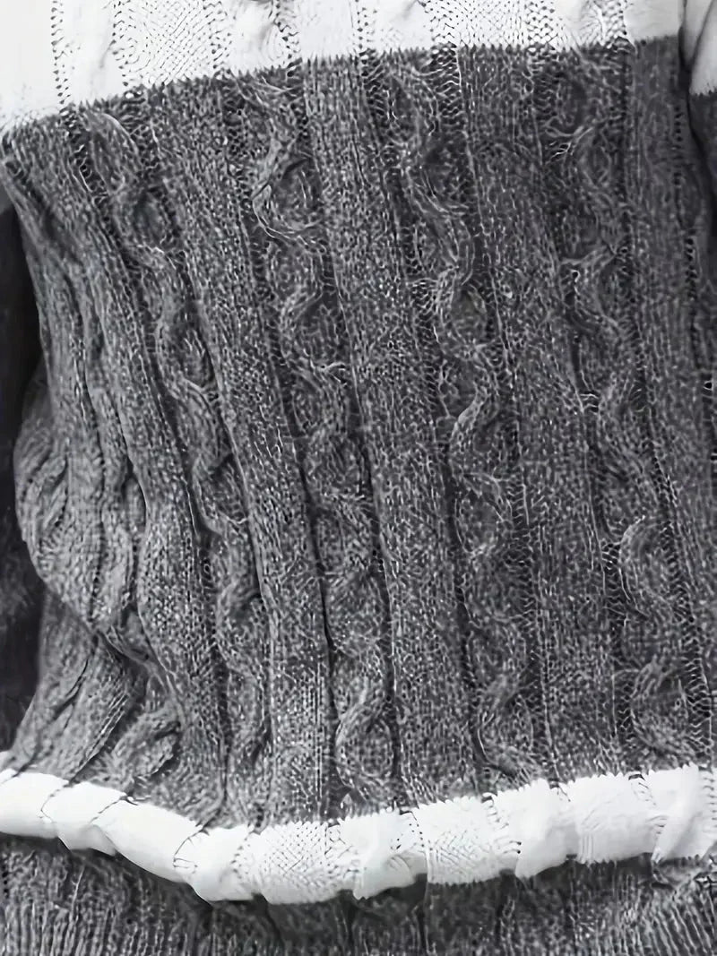 Florian | Herren Colorblock-Pullover mit Zopfmuster