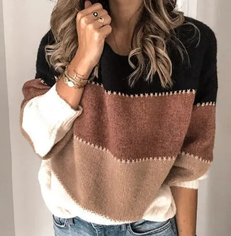 Frances | Damen-Strickpullover im Colorblock-Design