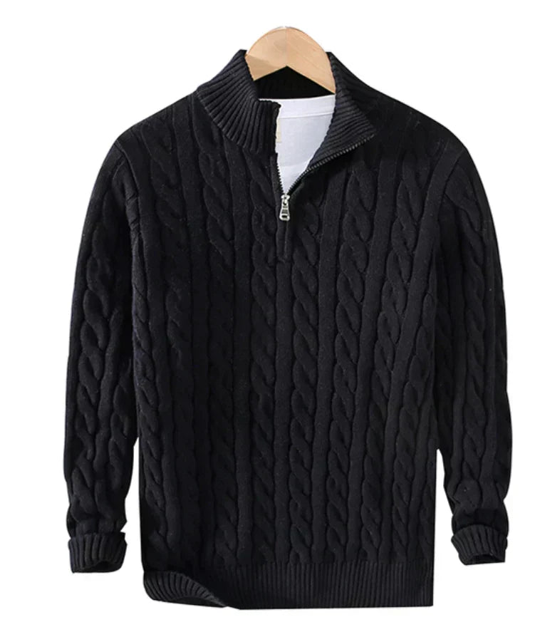 Garrett | Men's Cable Knit Quarter Zip Sweater