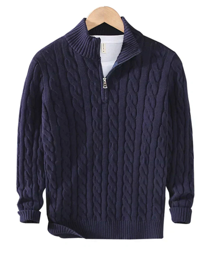 Garrett | Men's Cable Knit Quarter Zip Sweater