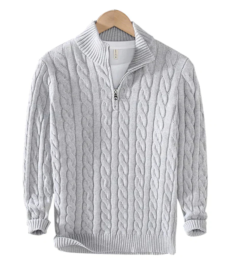 Garrett | Men's Cable Knit Quarter Zip Sweater