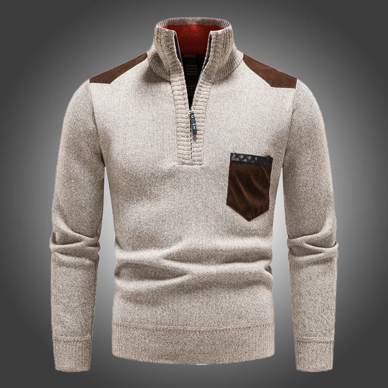 Gregor | Men's Quarter Zip Chest Pocket Sweater