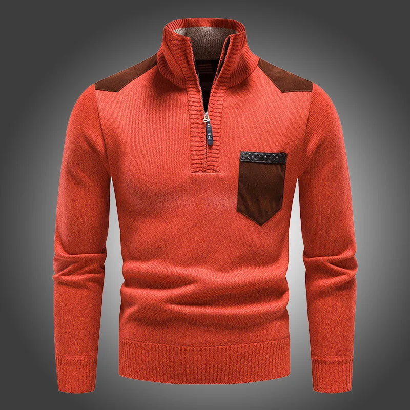 Gregor | Men's Quarter Zip Chest Pocket Sweater