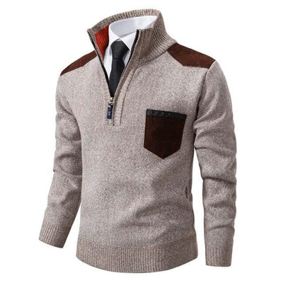 Griffin | Herren Strickpullover mit Viertelreißverschluss