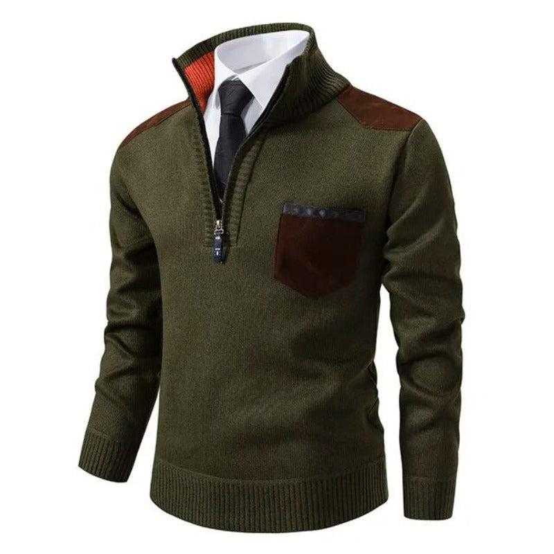 Griffin | Herren Strickpullover mit Viertelreißverschluss