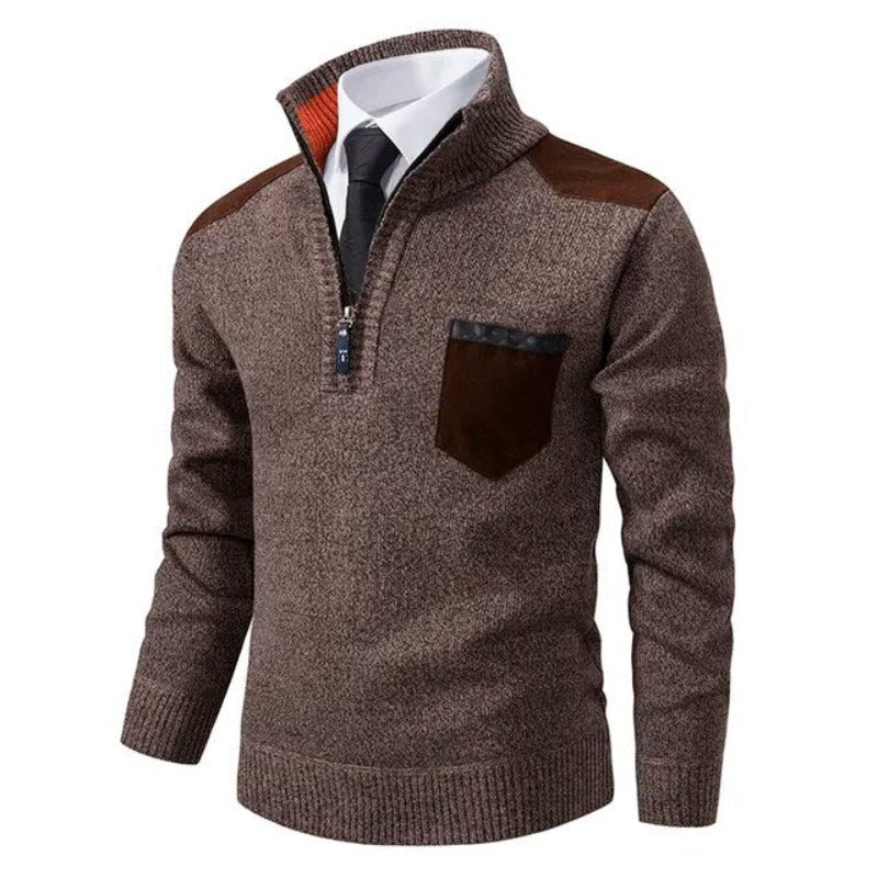 Griffin | Herren Strickpullover mit Viertelreißverschluss
