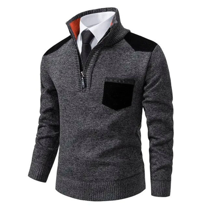Griffin | Herren Strickpullover mit Viertelreißverschluss