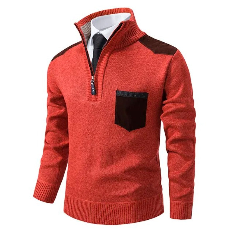 Griffin | Herren Strickpullover mit Viertelreißverschluss