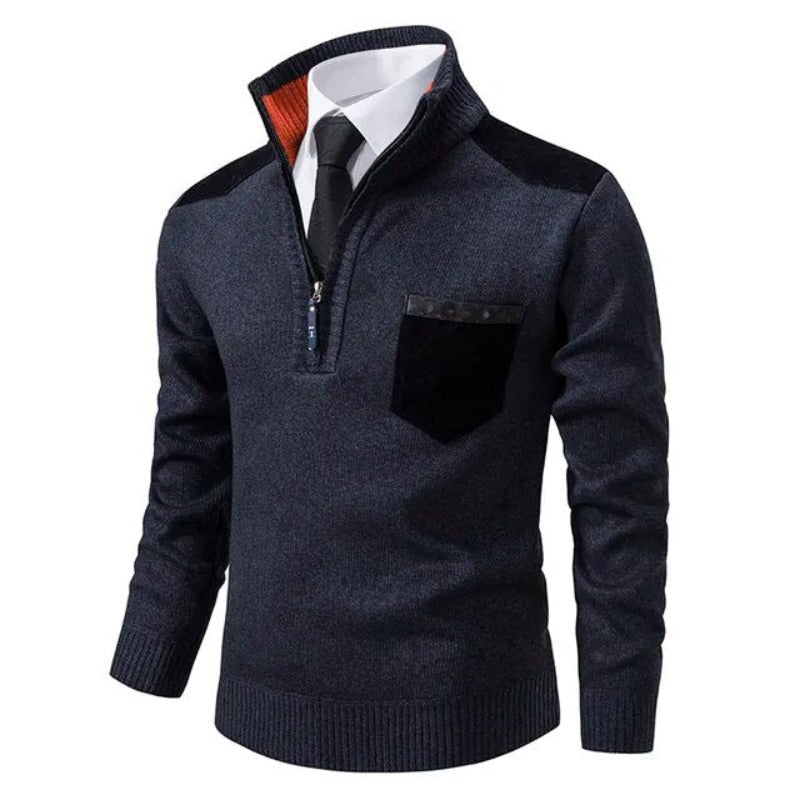 Griffin | Herren Strickpullover mit Viertelreißverschluss