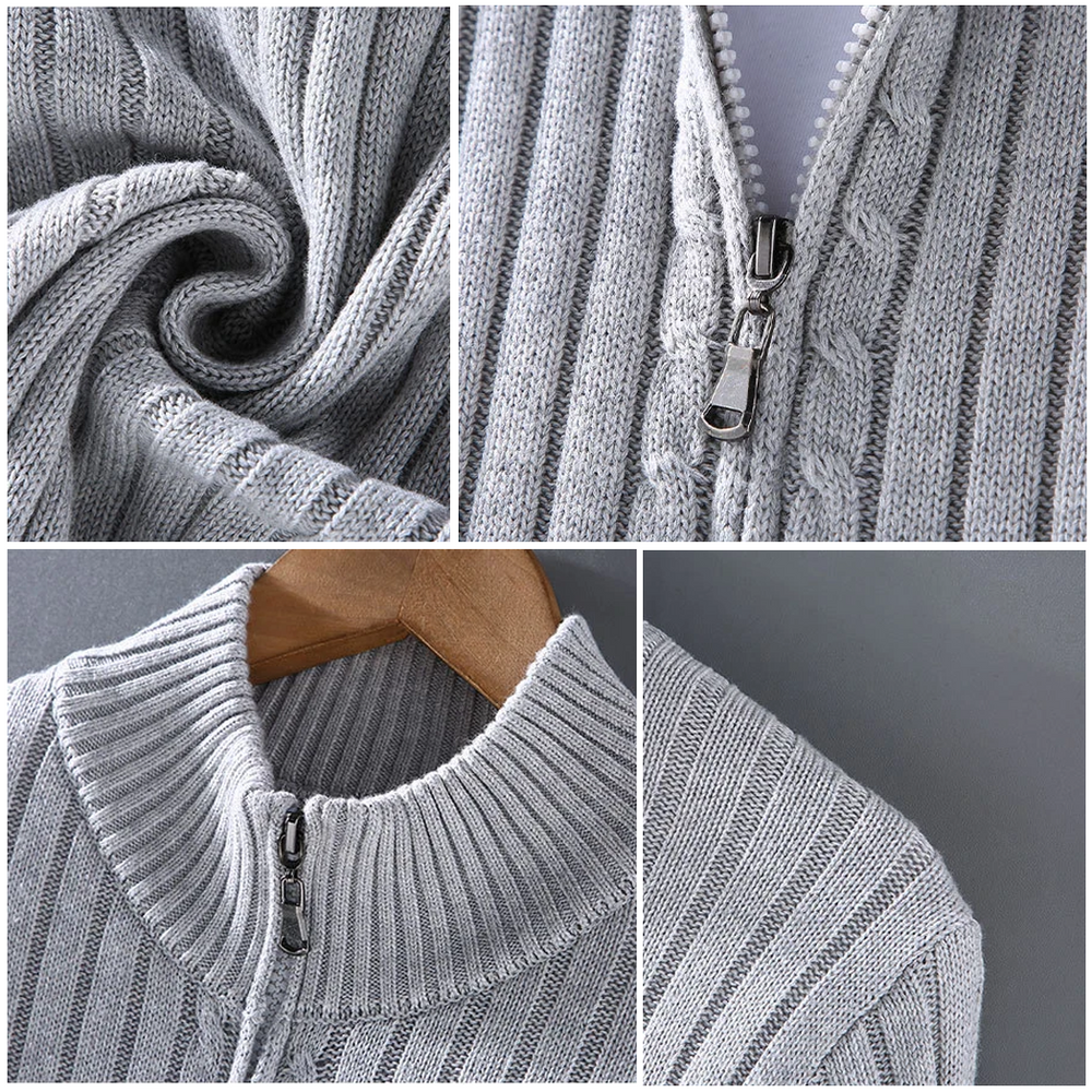 Gustav | Men's Ribbed Full Zip Knit Cardigan