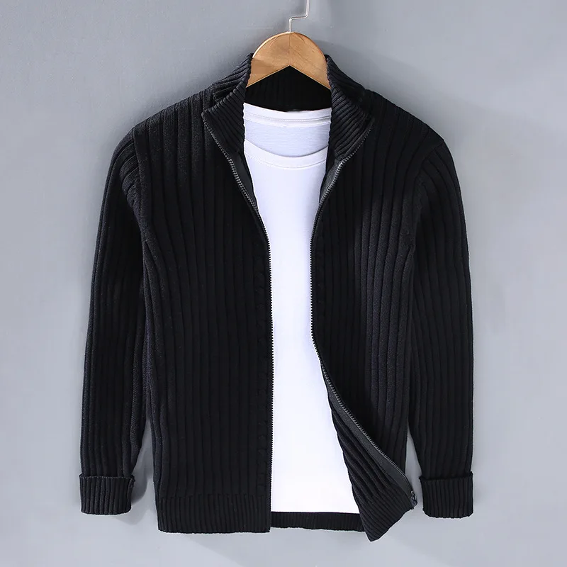 Gustav | Men's Ribbed Full Zip Knit Cardigan