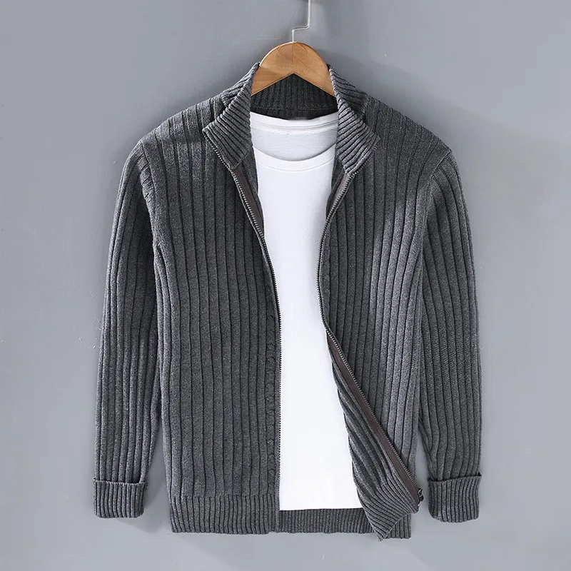 Gustav | Men's Ribbed Full Zip Knit Cardigan