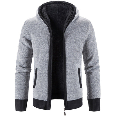 Hamish | Herren Strickjacke mit Kapuze und Fleecefutter