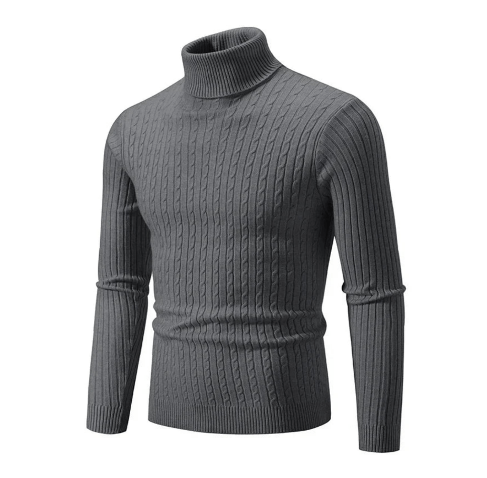 Ingram | Herren Rollkragenpullover mit Zopf-Rippstrick