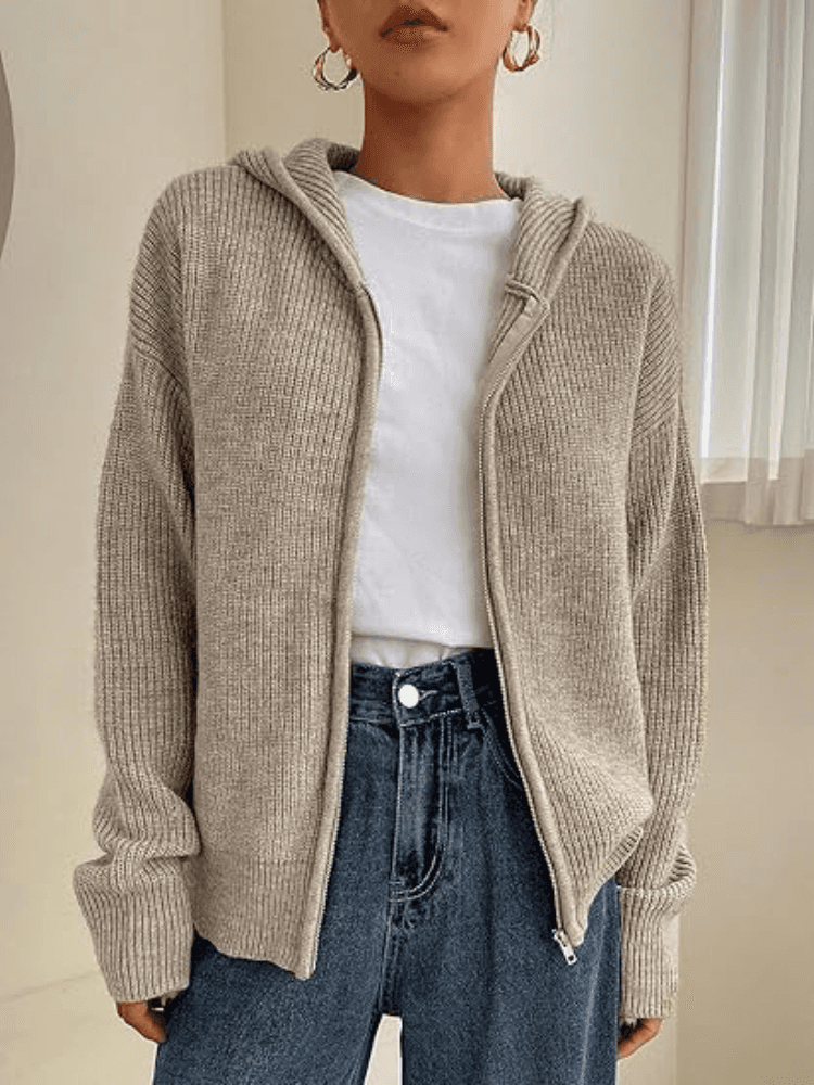 Ivy | Women's Hooded Zip Up Knit Sweater