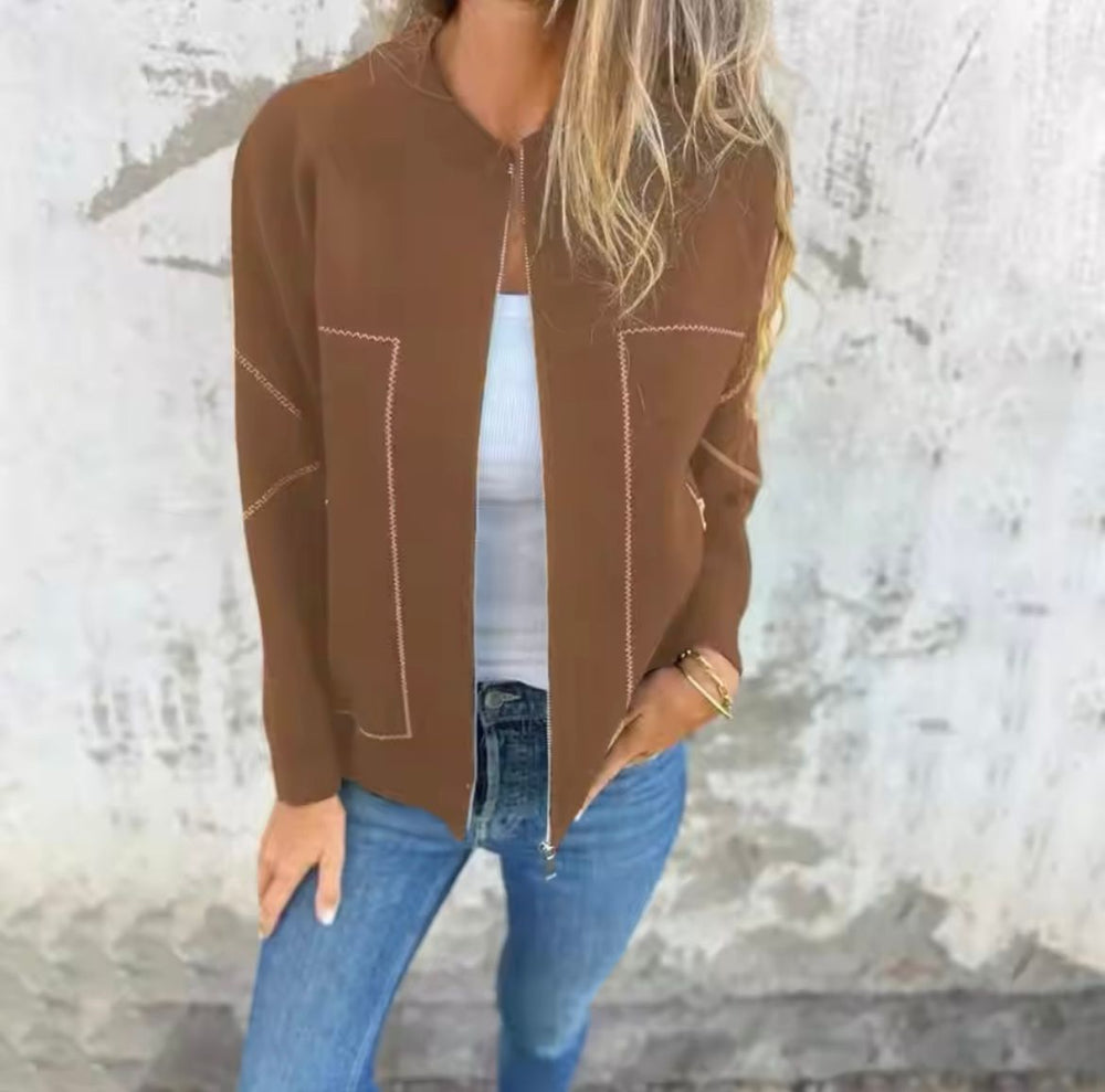 Jacinta | Leichter Strickpullover für Damen mit Reißverschluss