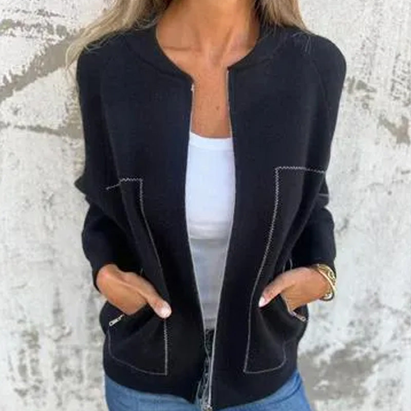 Jacinta | Leichter Strickpullover für Damen mit Reißverschluss