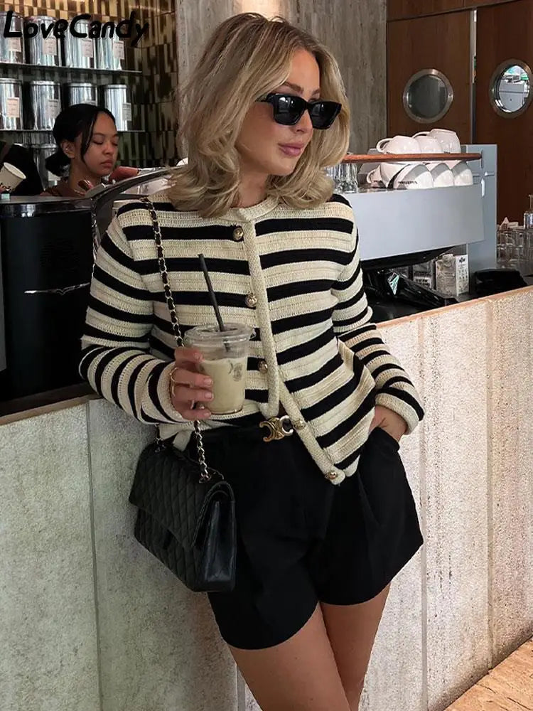 Josephine | Women's Striped Button Front Cardigan