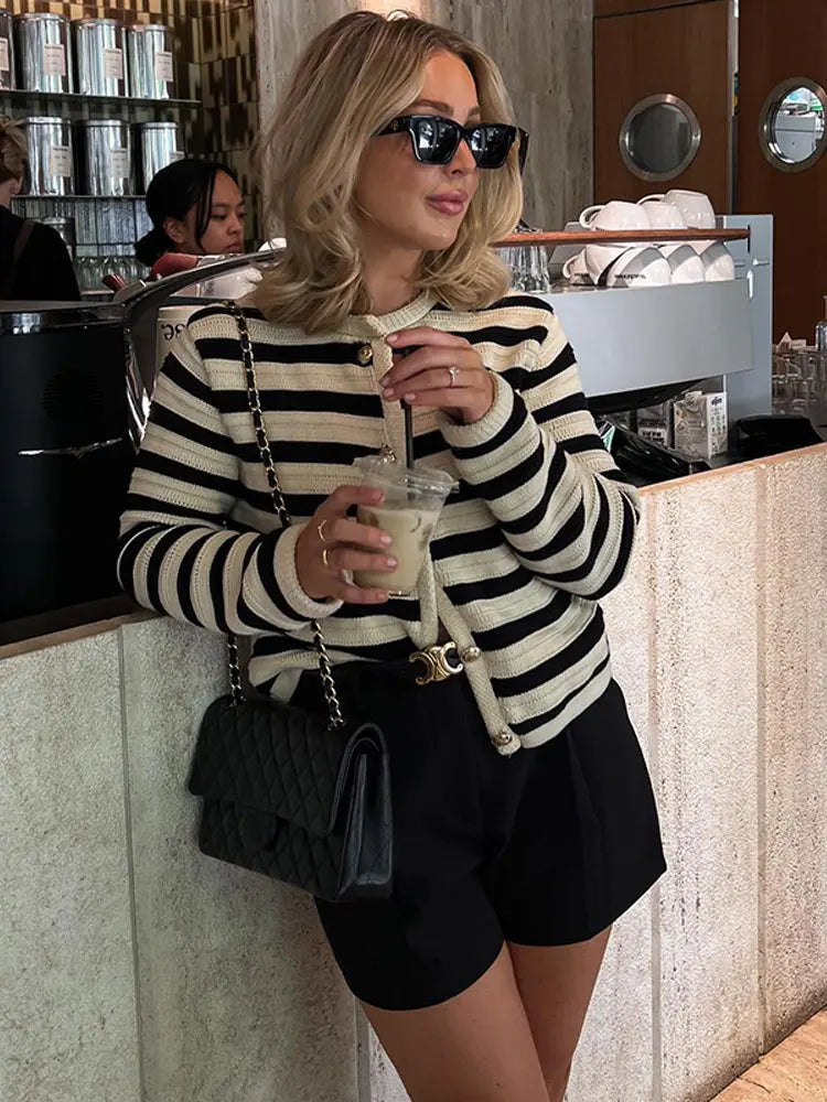 Josephine | Women's Striped Button Front Cardigan