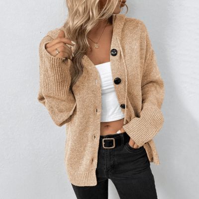 Junia | Damen-Cardigan mit Kapuze und Knopfleiste