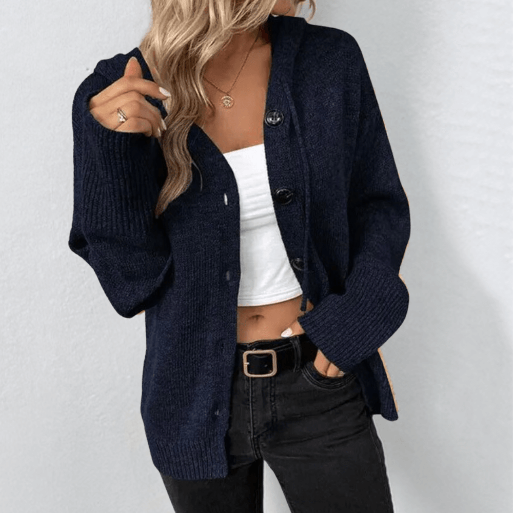 Junia | Damen-Cardigan mit Kapuze und Knopfleiste